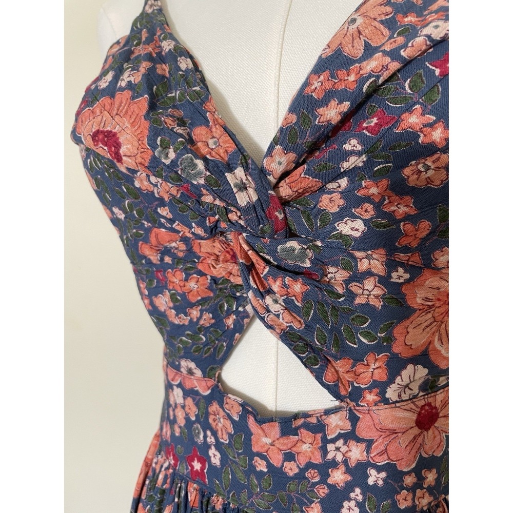 Y2K Angie Floral Boho Cottagecore Cutout Midi Dress L Whimsy Festival Flowy - Picture 4 of 7